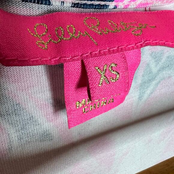 Lilly Pulitzer Jessalynne Romper XS Navy Flamingo Ruffle Wrap Summer Floral Pink - Picture 9 of 12